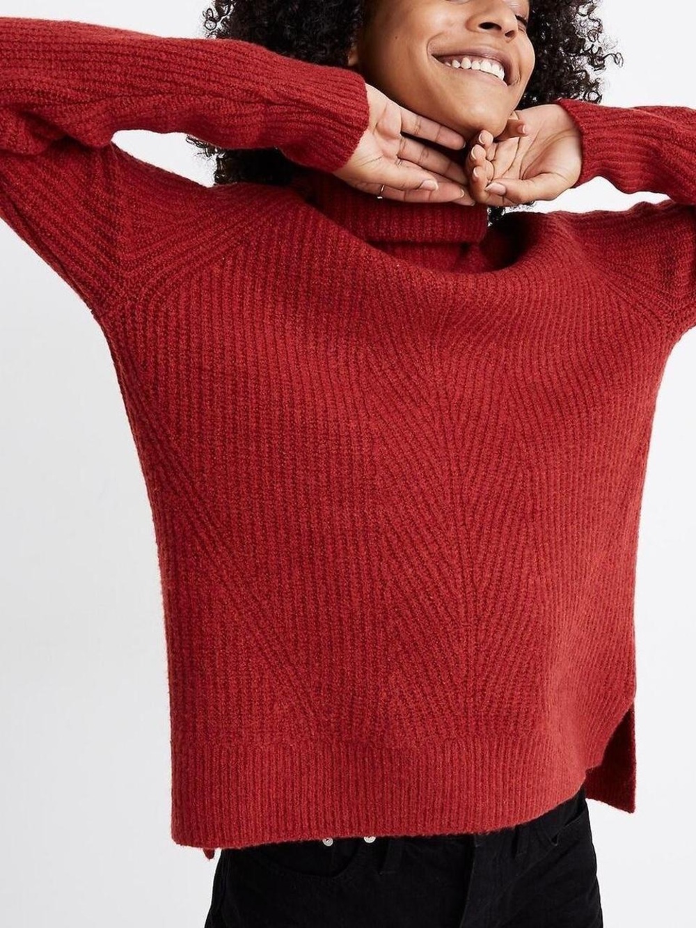 Madewell | Deep Red Mercer Turtleneck Sweater Coziest Yarn Wool Blend Size Small